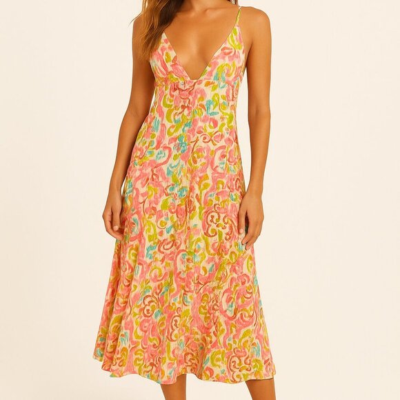 House of Harlow 1960 Hazel Batik Maxi Dress Open Back Boho Size Small - Picture 1 of 6